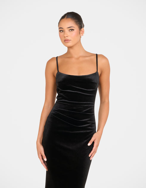 Bronie Cowl Neck Velvet Gown